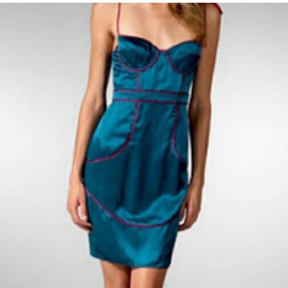 INGWA MELERO Sofia Contrast Dress Emerald/Magenta